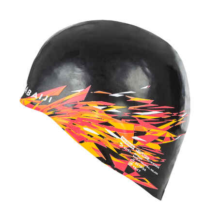 SILICONE SWIM CAP - BLACK FIRE PRINT