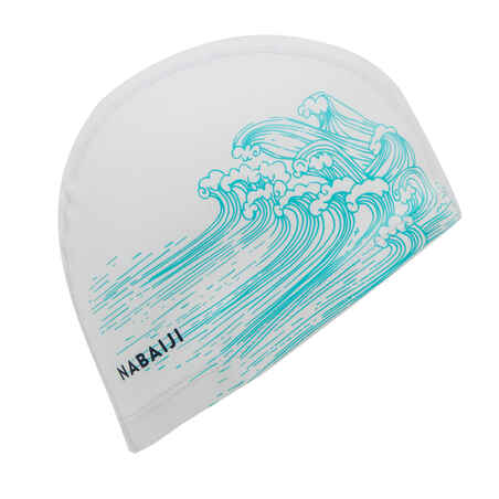 SILICONE MESH SWIM CAP SIZE L - WHITE SEA PRINT