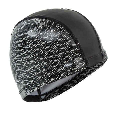 Črna silikonska mrežasta plavalna kapa s potiskom (velikost L) 