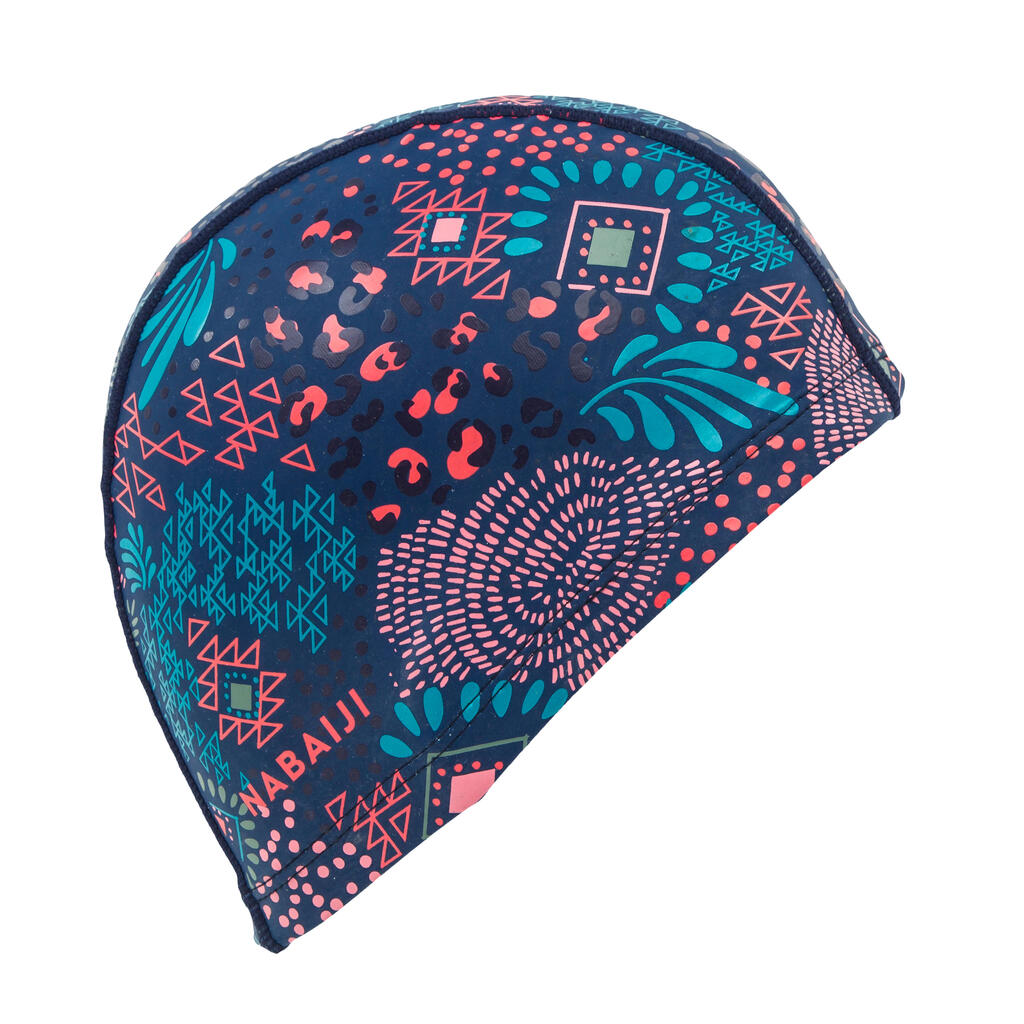 Bonnet de Bain en Maille Enduite - Tissu Imprimé - Taille L - Canopa Bleu Rose