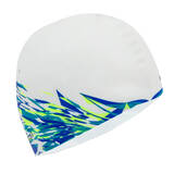 swim cap silicone unisize - white blue