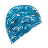 หมวกว่ายน้ำซิลิโคน (สีฟ้าพิมพ์ลายคลื่น)