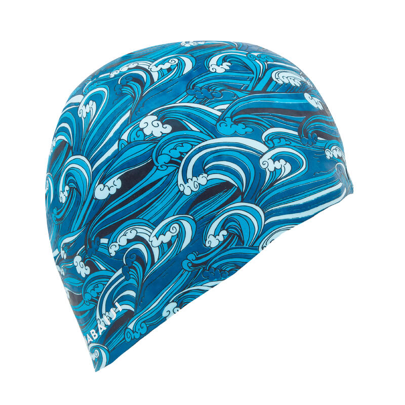 SILICONE SWIM CAP - BLUE WAVE PRINT