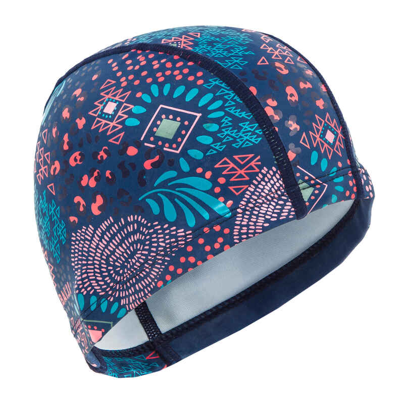 Coated mesh swim cap - Printed fabric - Size L - Canopa blue pink