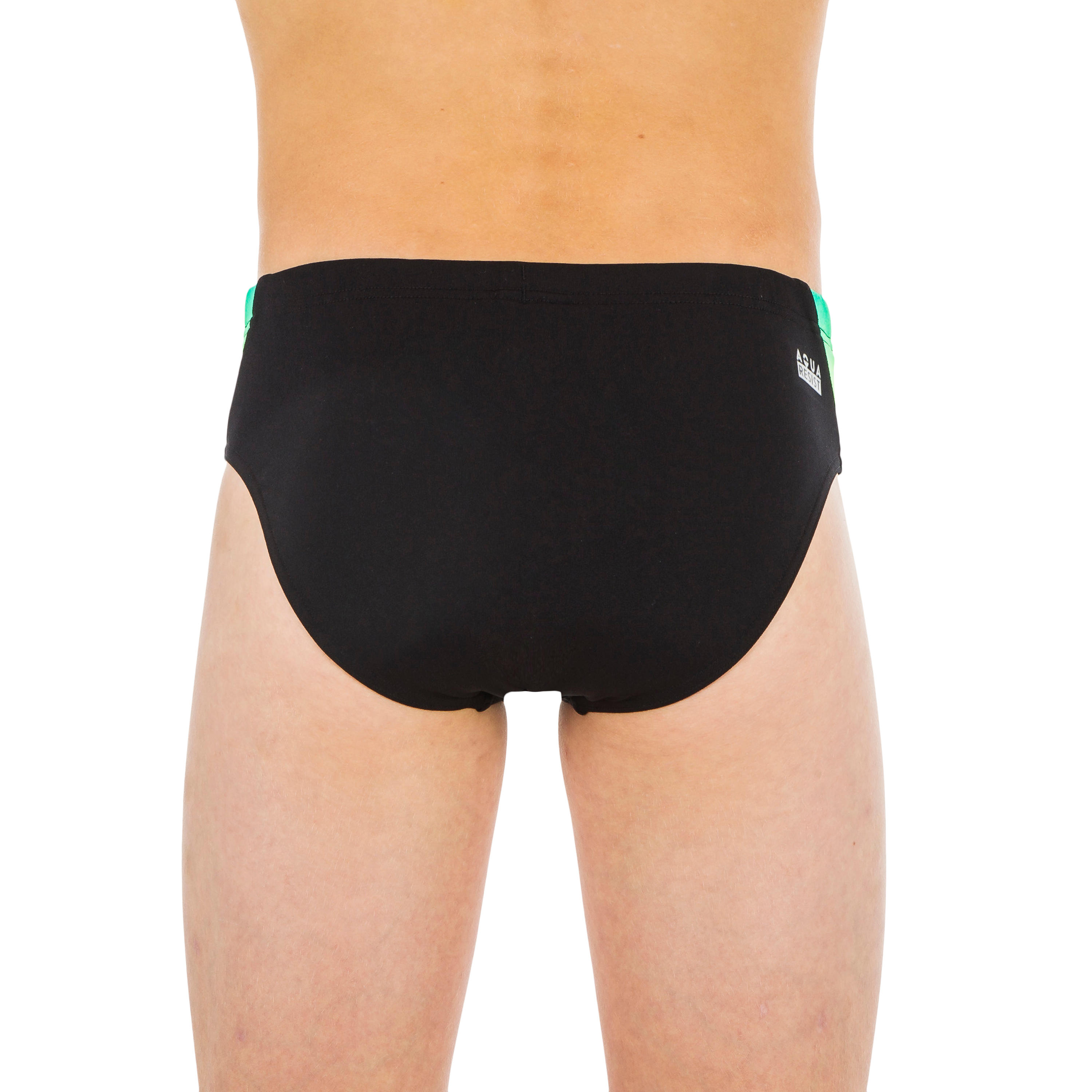 DECATHLON Chlapčenské slipové plavky 900 Yoke čierno-zelené 5-6 r (113-121 cm) · záber 11