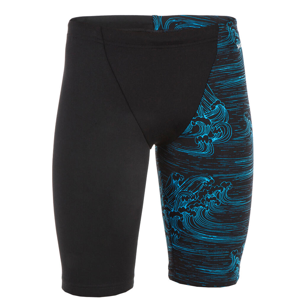 Boys’ Swimming Jammer - Fitib - Black White Mesh