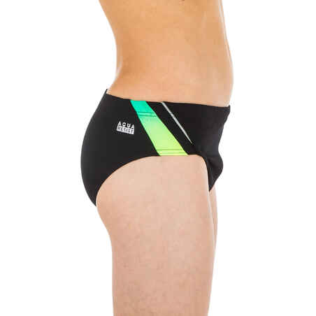 Boys' swimming briefs 900 yoke grad green