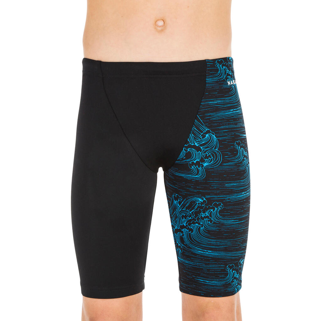 Boys’ Swimming Jammer - Fitib - Black White Mesh