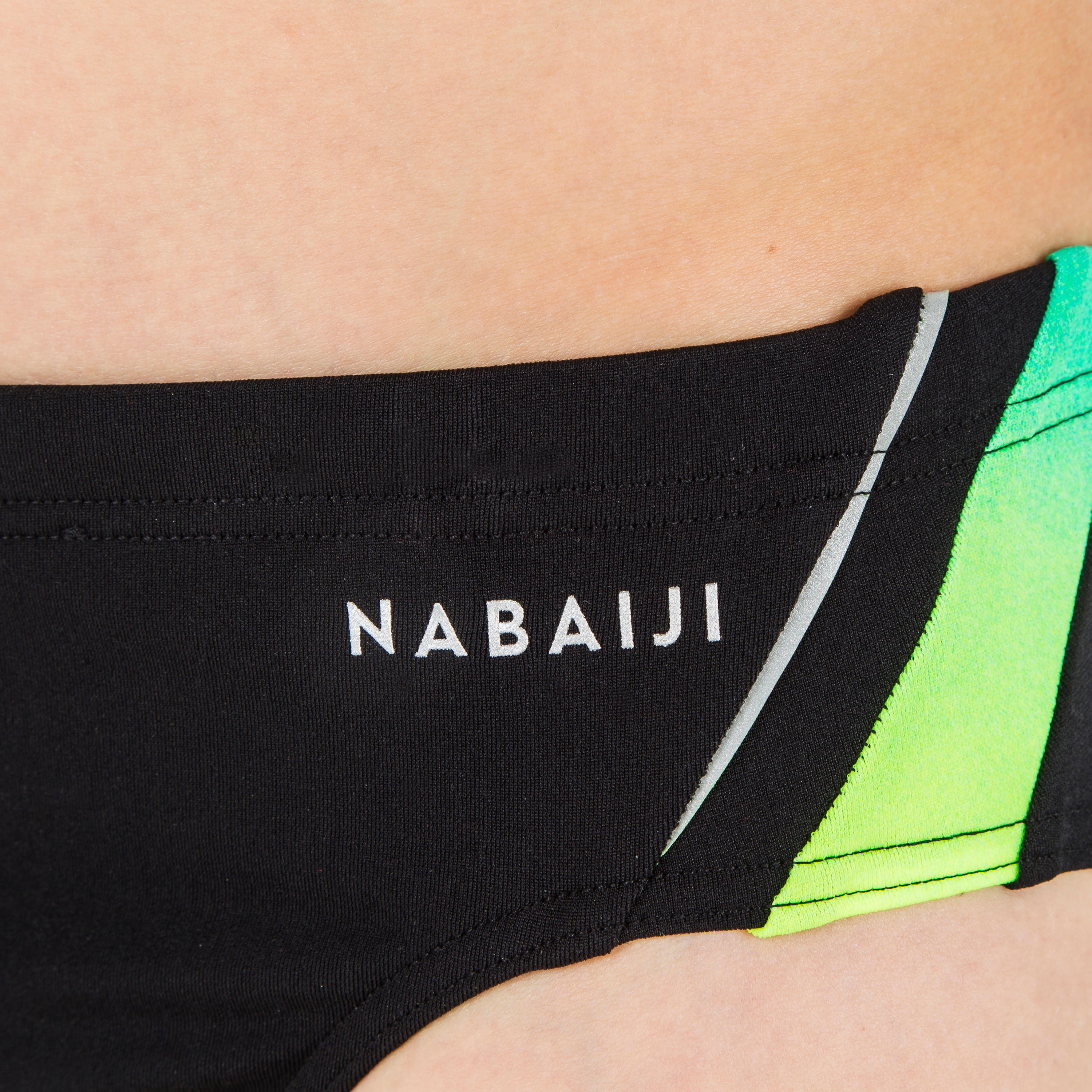 Boys' swimming briefs 900 yoke grad green 7/16