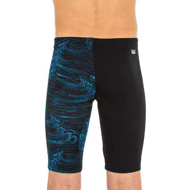 Boys swimming jammer shorts - printed black waves