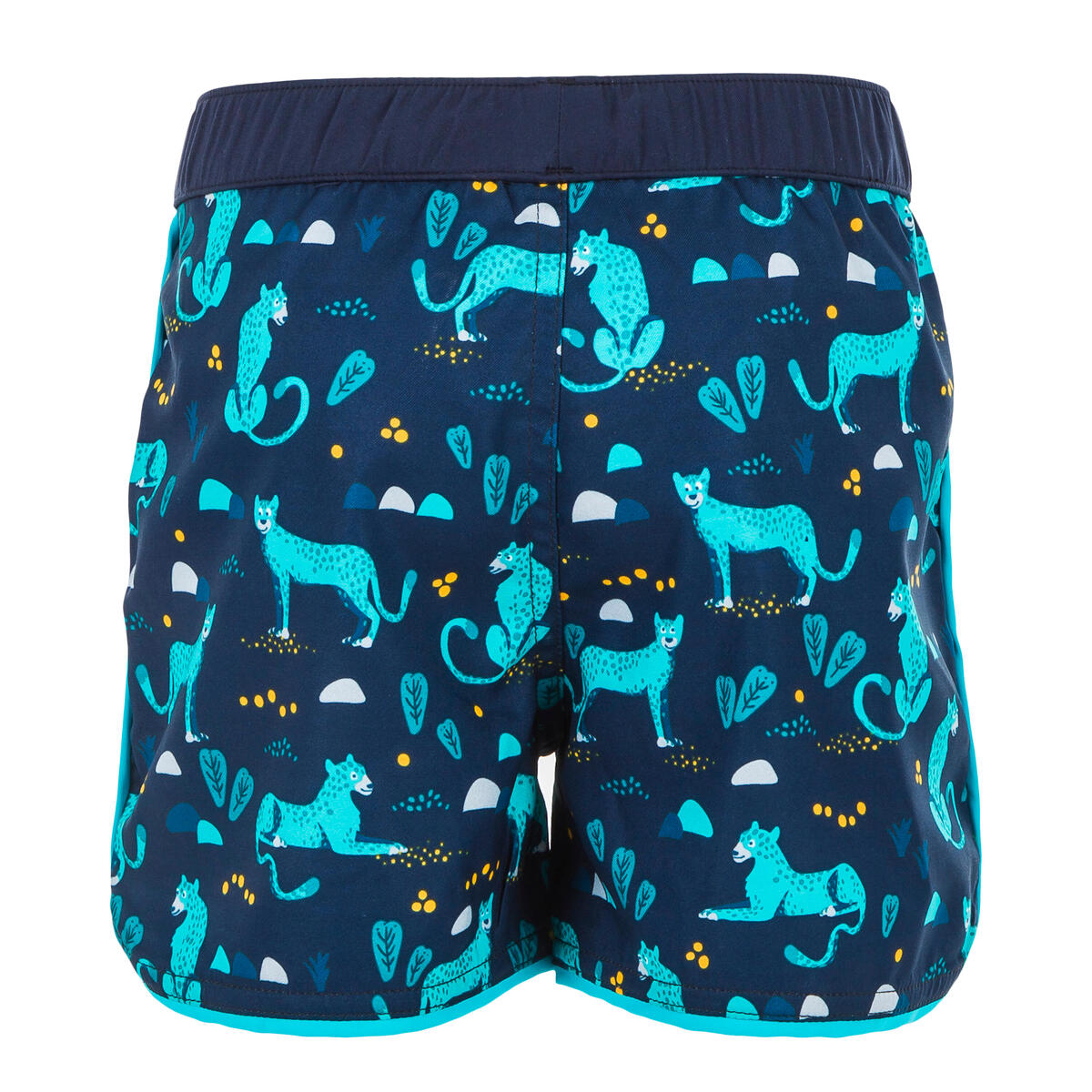 Short de bain bébé / enfant bleu foncé imprimé PANTHERES
