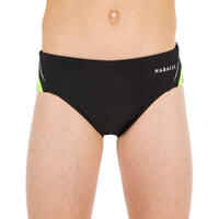 Boys' swimming briefs 900 yoke grad green
