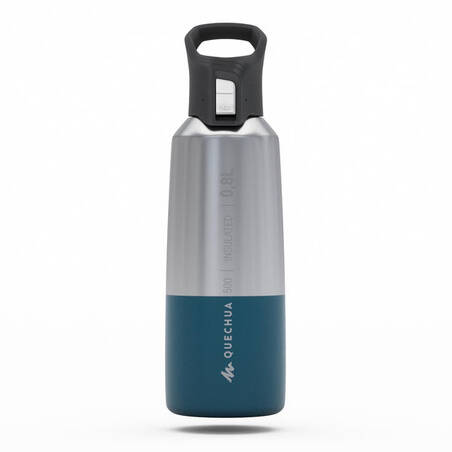 0.8 L stainless steel isothermal water bottle with quick-release cap for hiking 