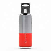 0.8 L stainless steel water bottle with quick-open cap for hiking - Red