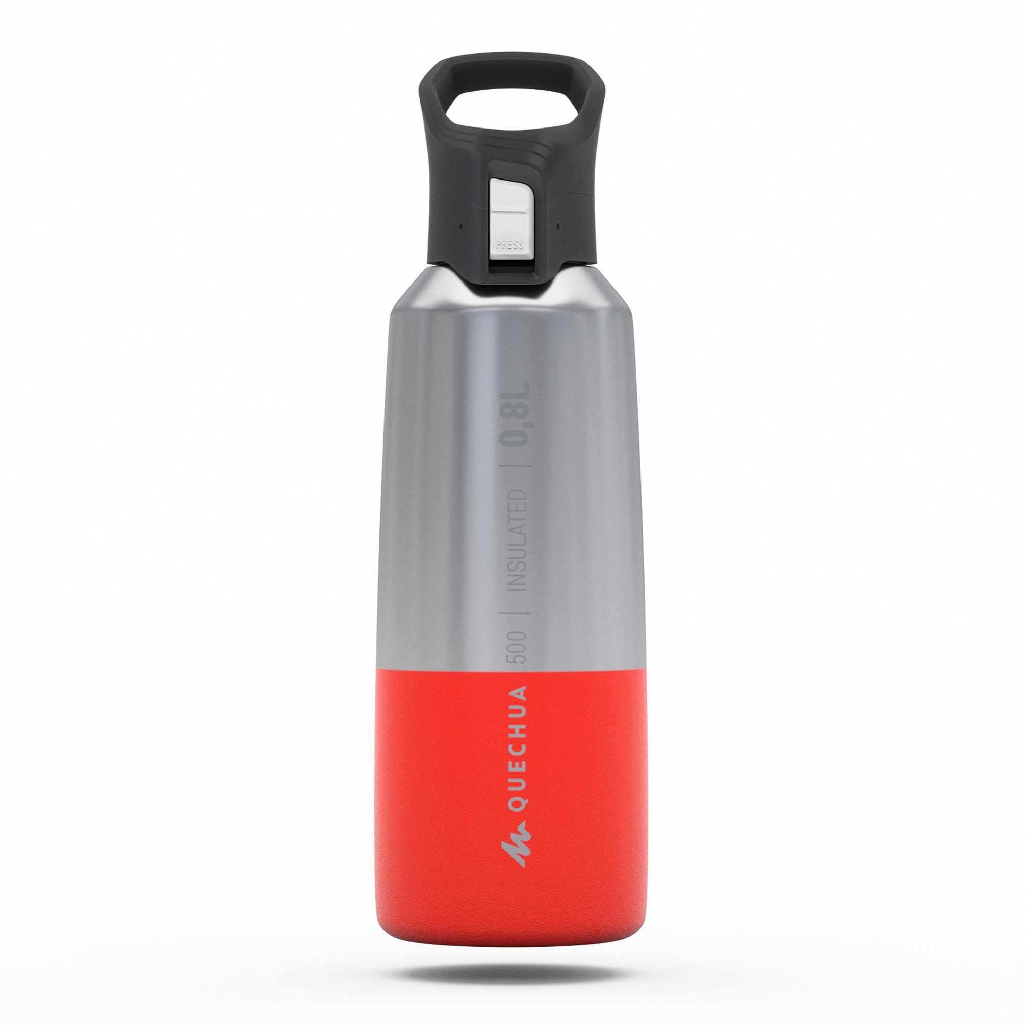 0.8 L stainless steel water bottle with quick-open cap for hiking - Red 32/35