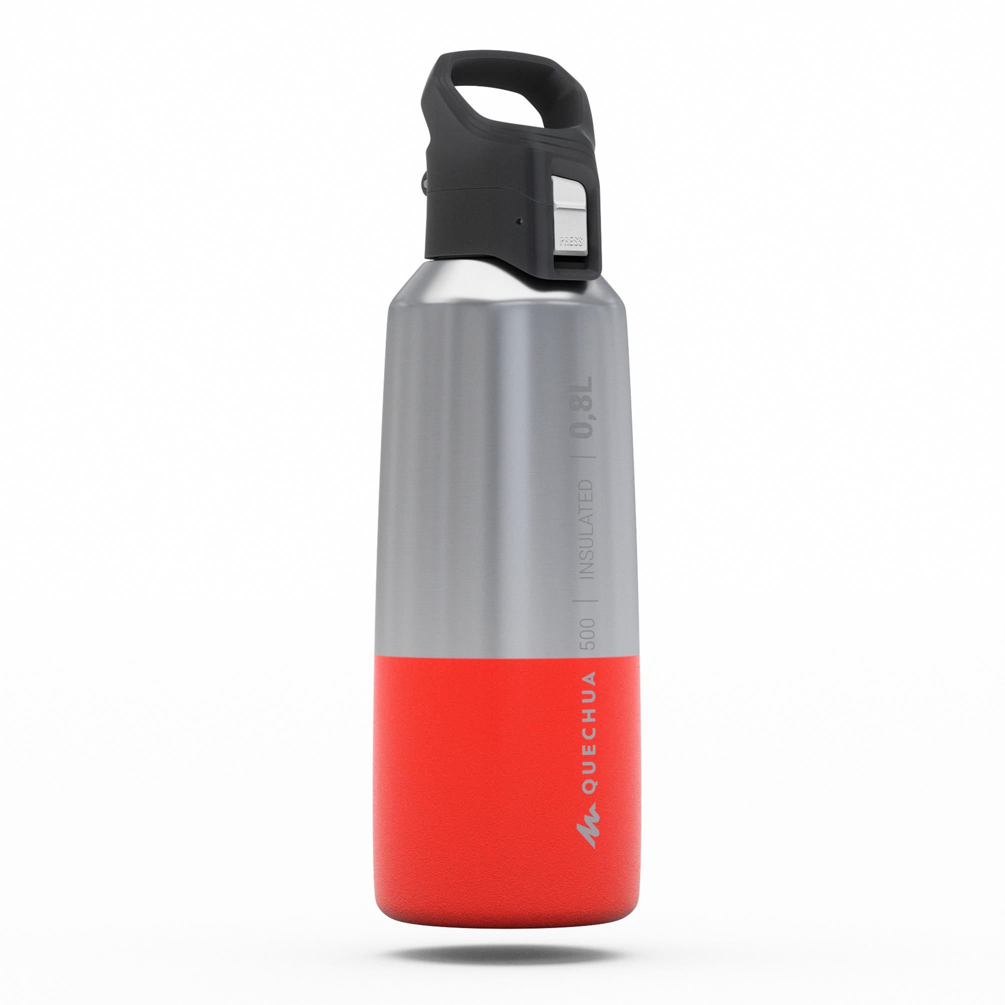 0.8 L stainless steel water bottle with quick-open cap for hiking - Red 30/35
