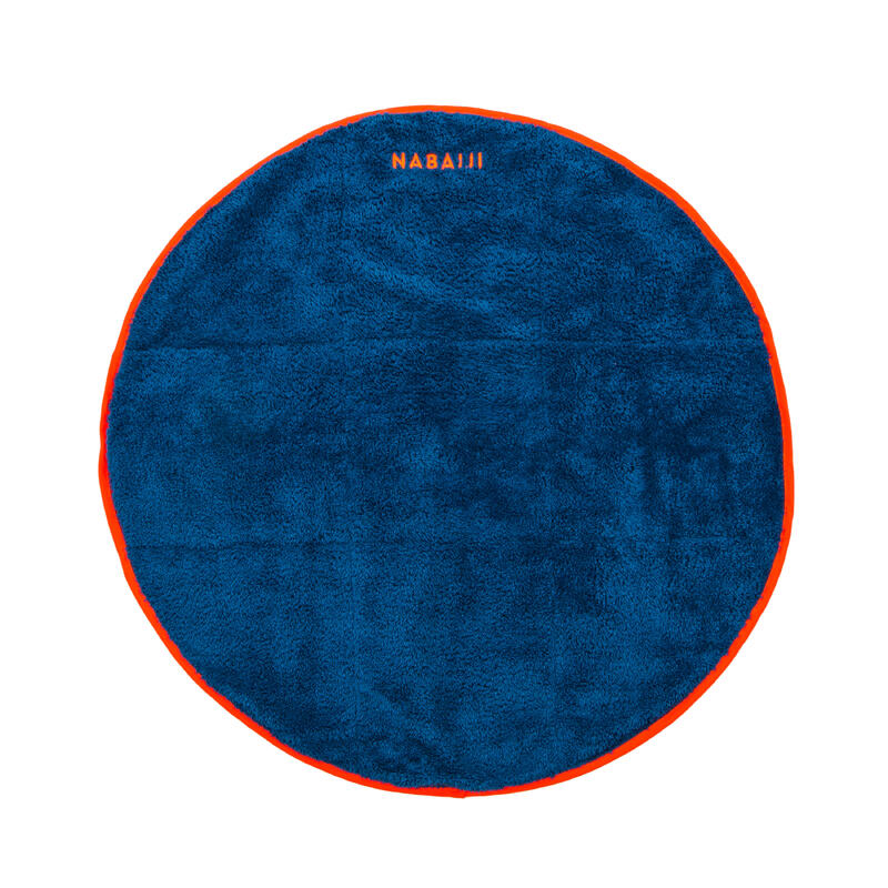 Toalha de pés dois lados microfibra suave azul escuro diâmetro 60 cm