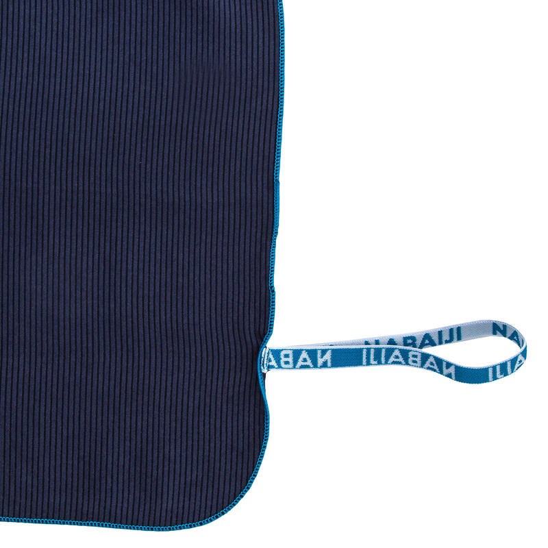 Toalha de natação microfibra às riscas azul escuro tamanho XL 110 x 175 cm