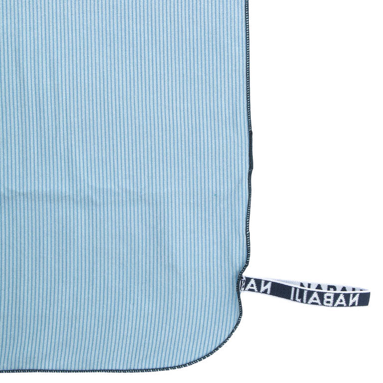 Microfibre Swimming Towel Size L 80 x 130 cm - Striped Light Grey