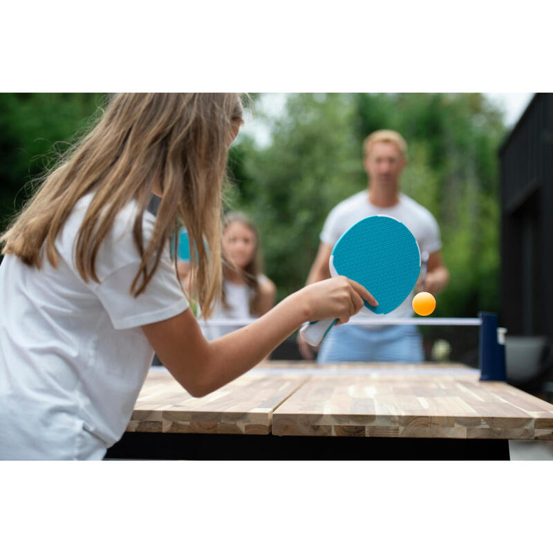 Tafeltennisset met verstelbare netposten 2 batjes 2 ballen Rollnet wit/grijs