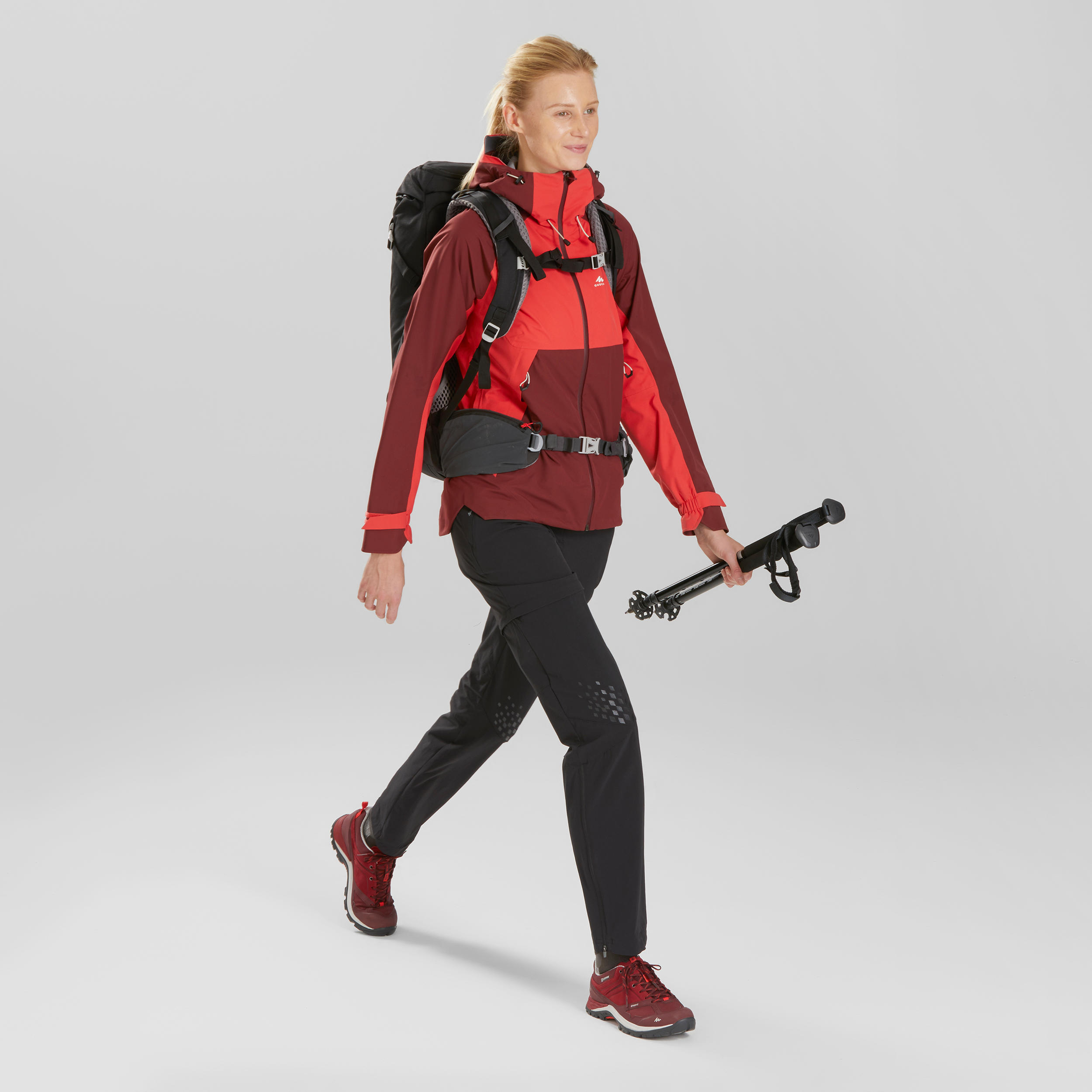 Wanderjacke Damen wasserdicht Bergwandern - MH500 rot  34/34