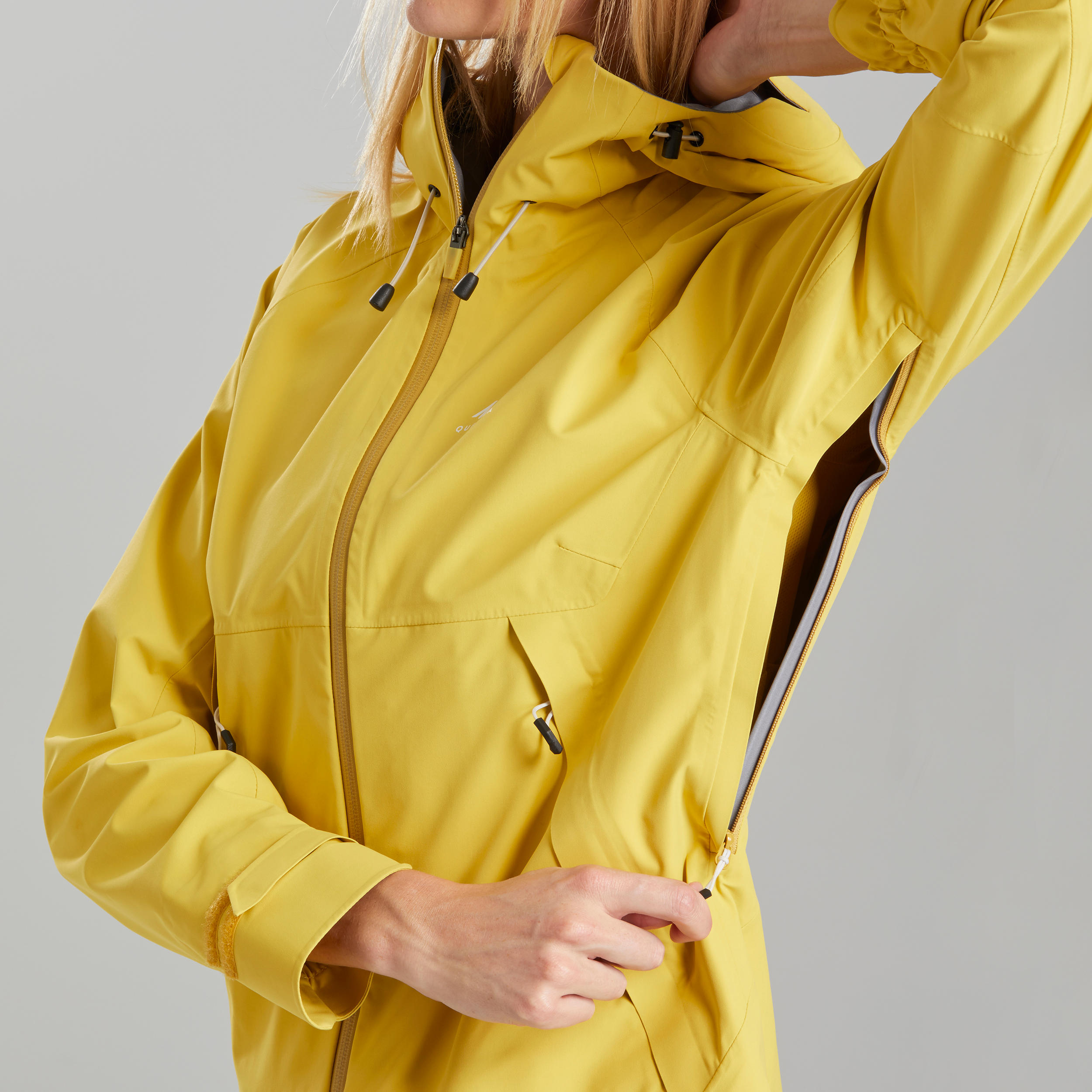 Women’s waterproof hiking jacket, MH500 - Yellow 3/7