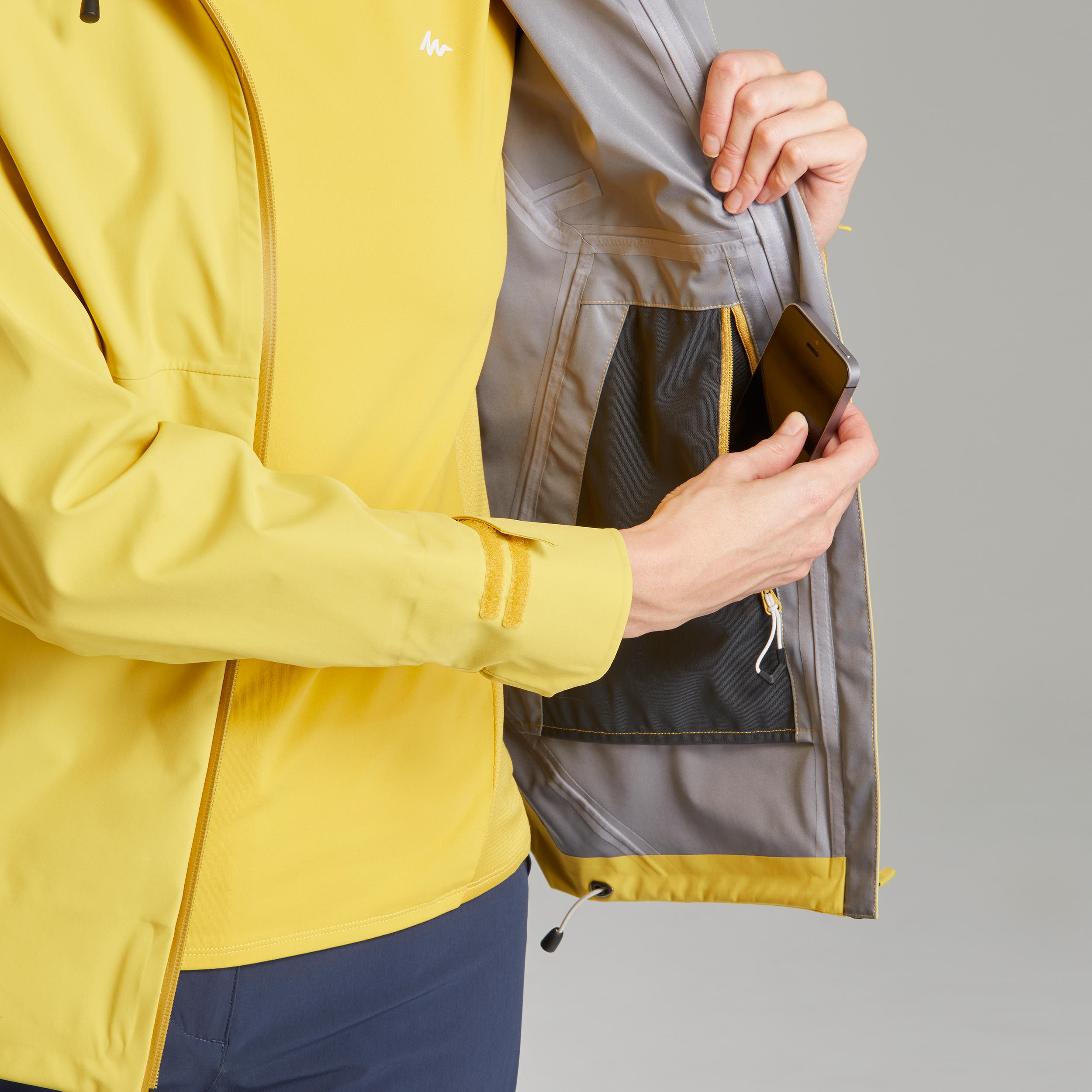 Women’s waterproof hiking jacket, MH500 - Yellow 2/7