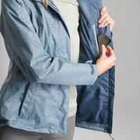 Plavo/siva vodootporna ženska jakna za planinarenje NH500