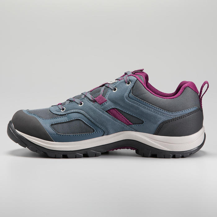 Women’s Waterproof Mountain Walking Shoes MH100 Grey/Blue Decathlon