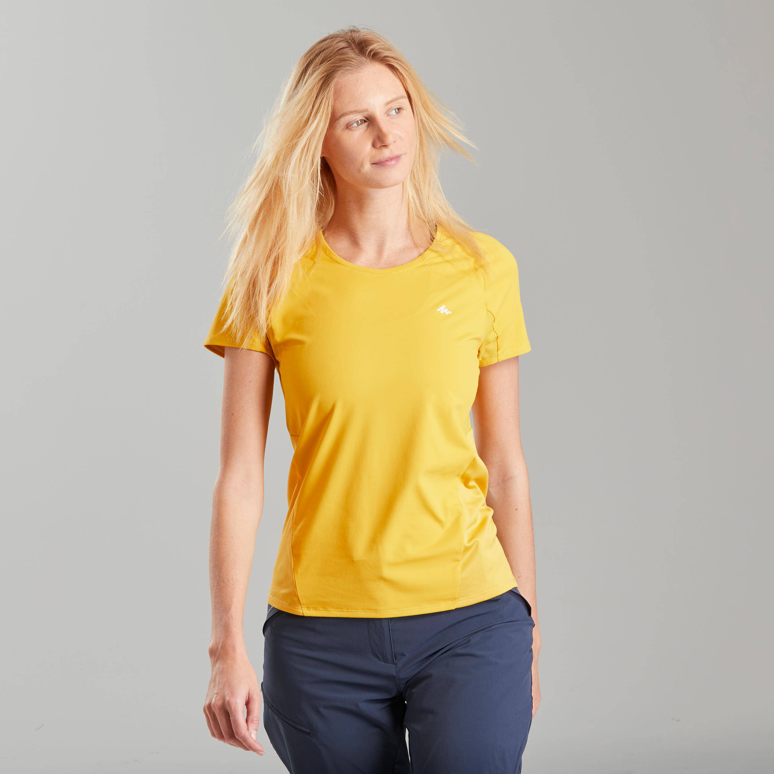 Women's T Shirt Mountain Hiking MH500 - Ochre -  2