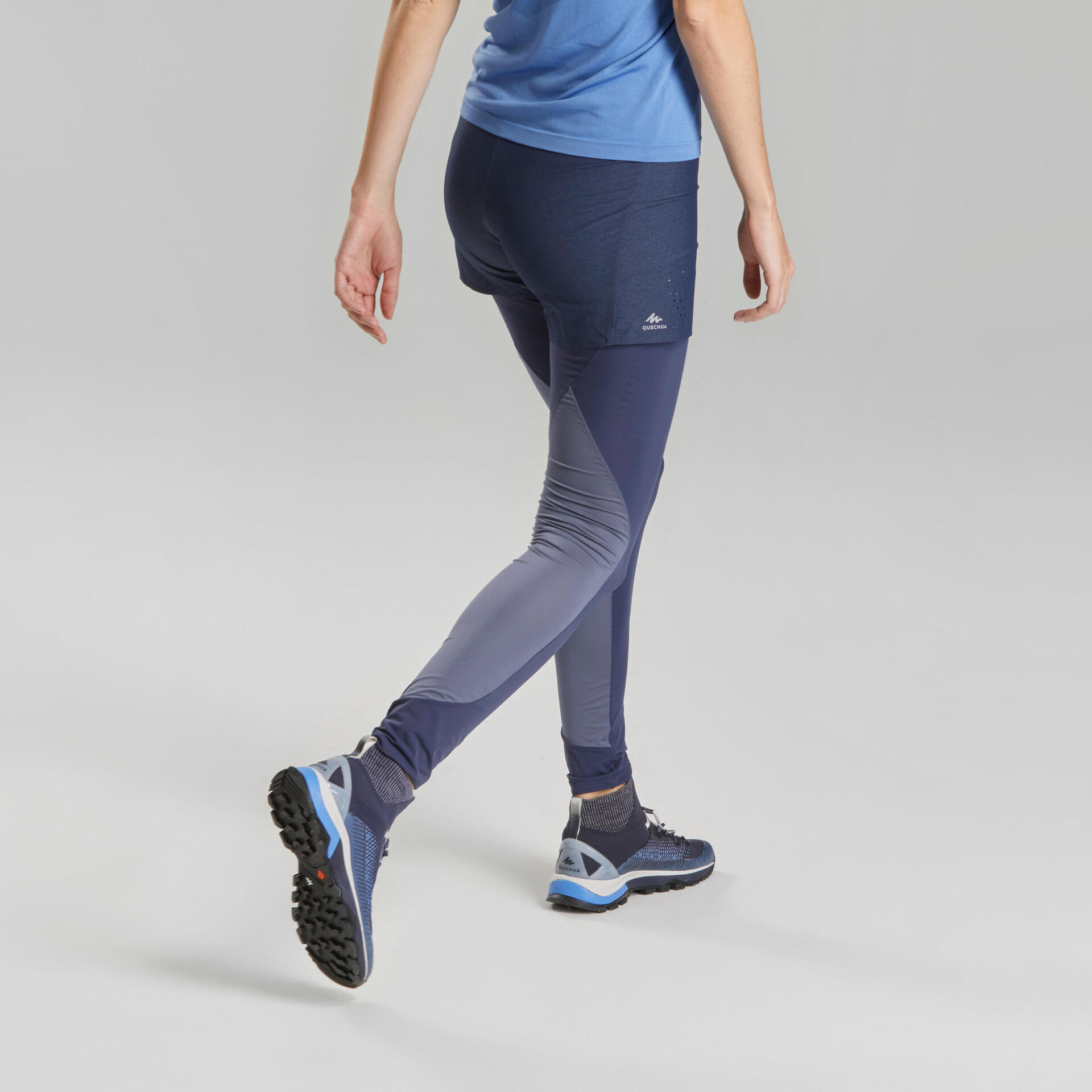 Women s Fast Hiking Short Leggings FH900 Blue women-s-fast-hiking-short-leggings-fh900-blue