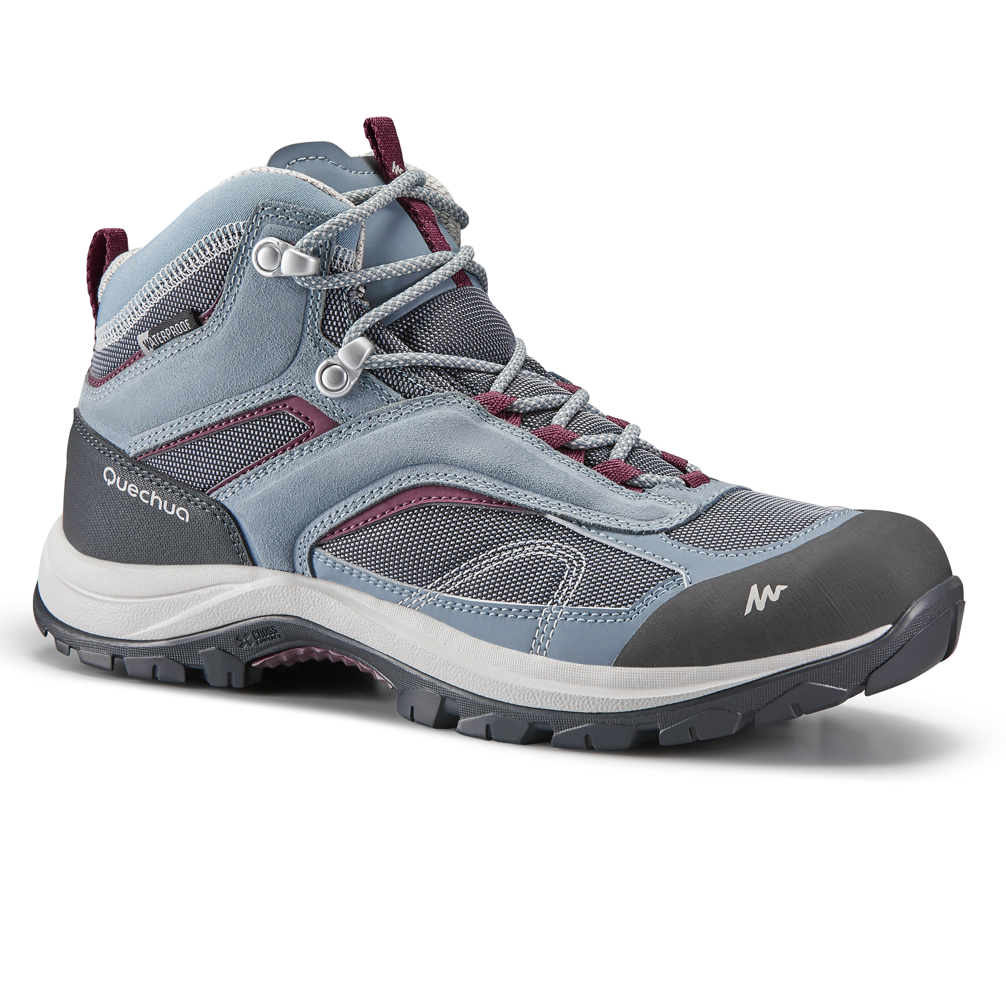 Women’s Waterproof Mountain Walking Shoes - MH100 Mid Blue/Purple