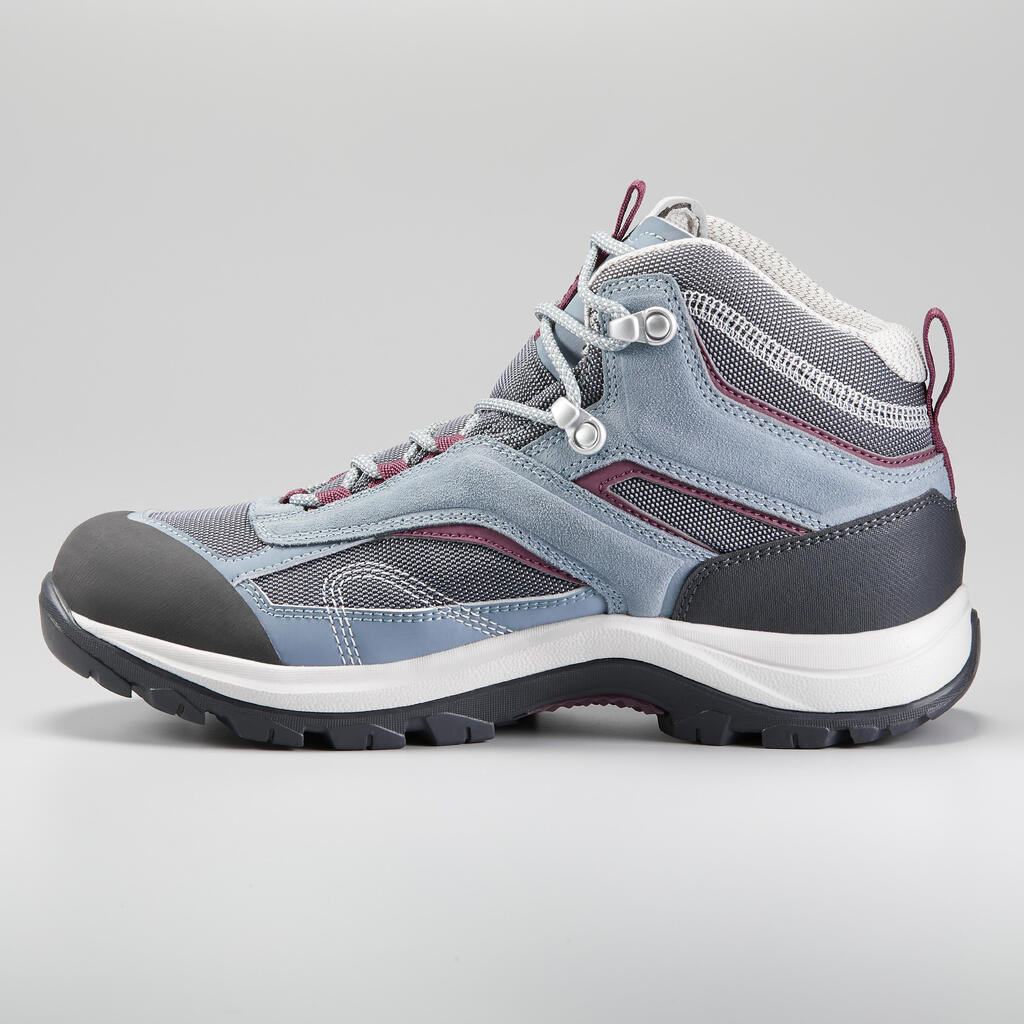 Chaussures imperméables de randonnée montagne - MH100 Mid Bleu/Violet- Femme