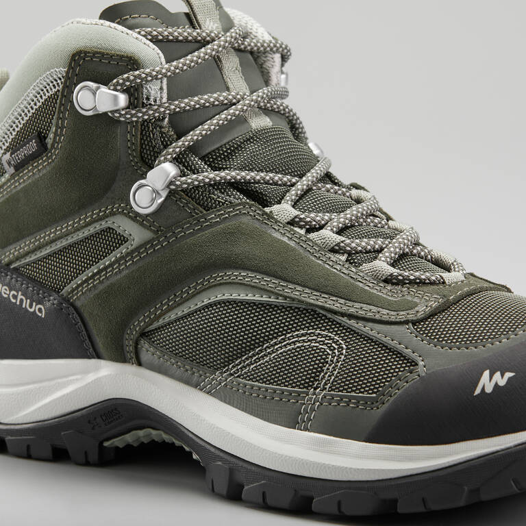 Women’s waterproof mountain walking boots - MH100 Mid -Khaki