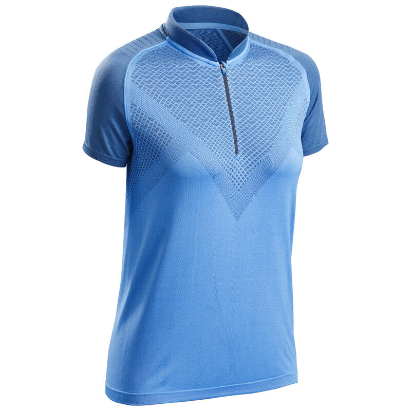 Tee shirt manches courtes de randonnée rapide FH900 Femme Bleu.