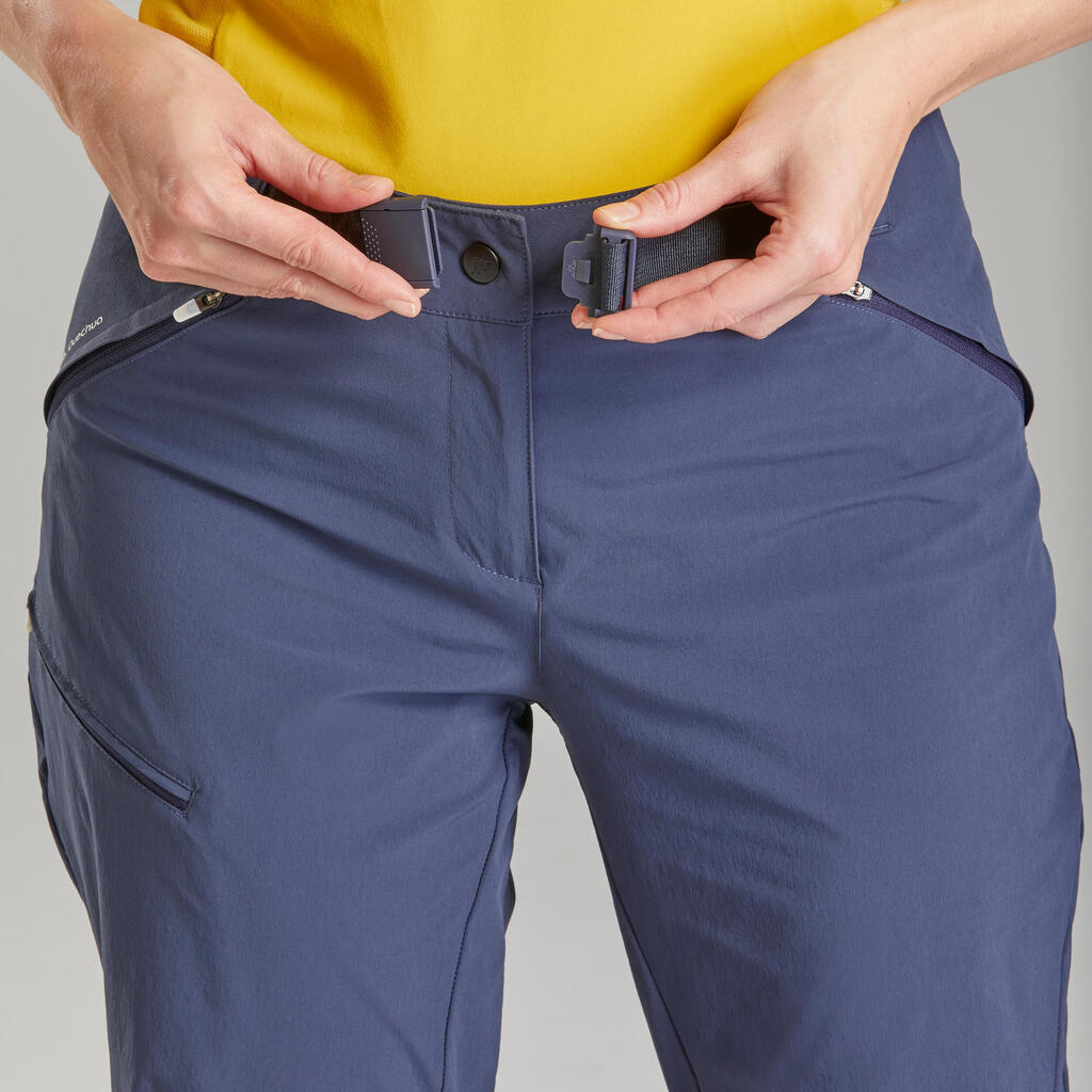Plave ženske pantalone za planinarenje MH500