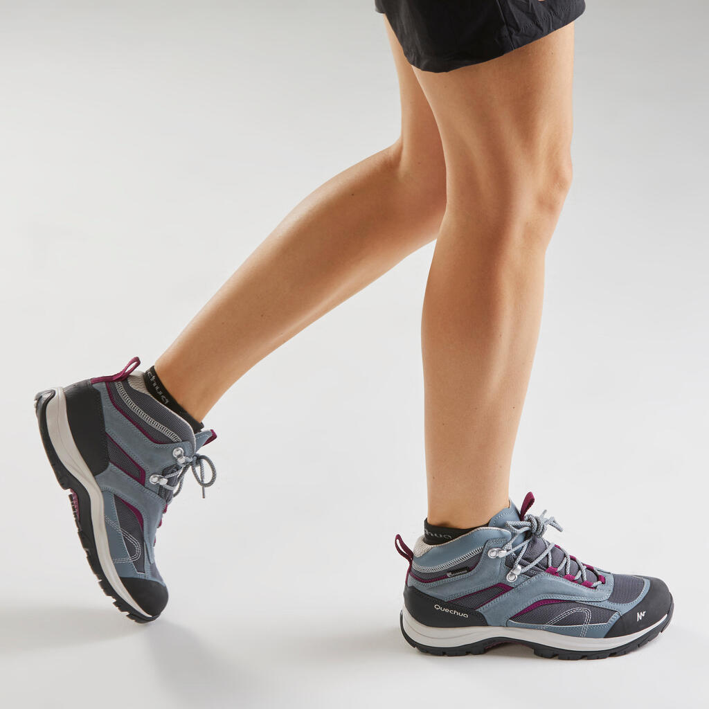 Chaussures imperméables de randonnée montagne - MH100 Mid Bleu/Violet- Femme