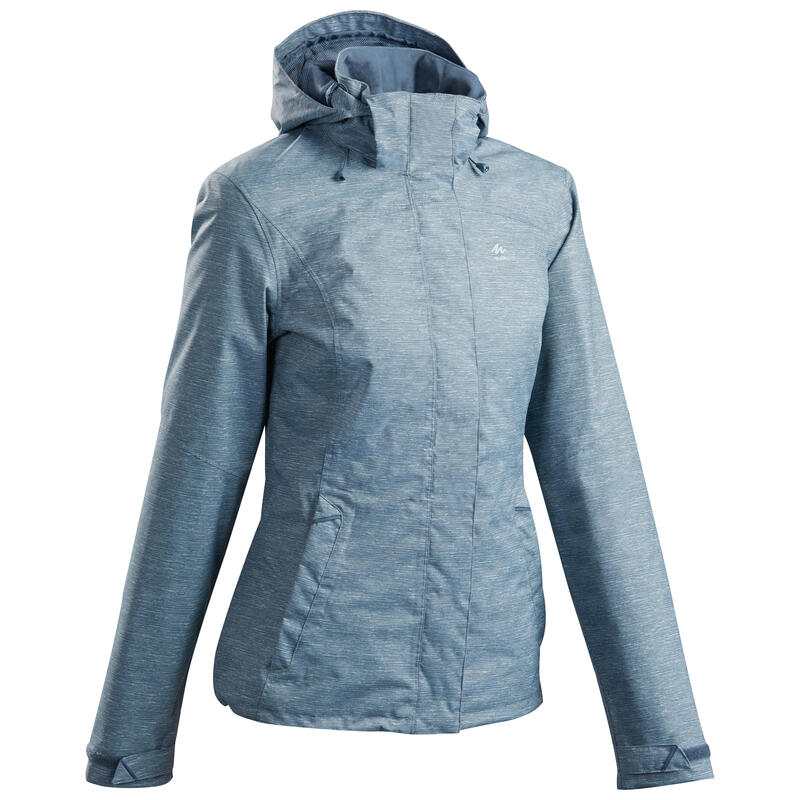 Jachetă impermeabilă Drumeție la munte MH100 Albastru-Gri Damă
