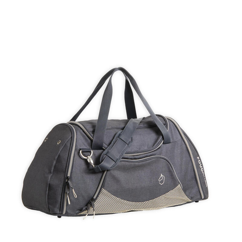 Sac de transport matériel équitation DUFFLE 55 L gris et beige.