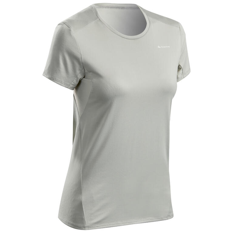 Women Hiking Quick Dry T-Shirt MH100 Sage Green