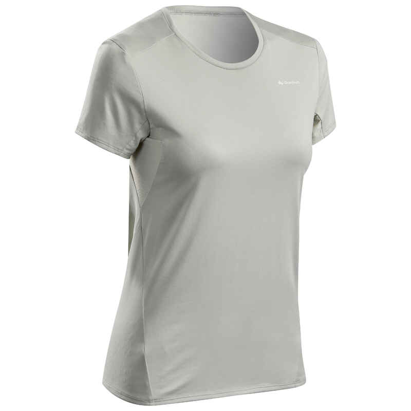 Wandershirt Bergwandern MH100 kurzarm Damen khaki Wandershirt Bergwandern MH100 kurzarm Damen khaki