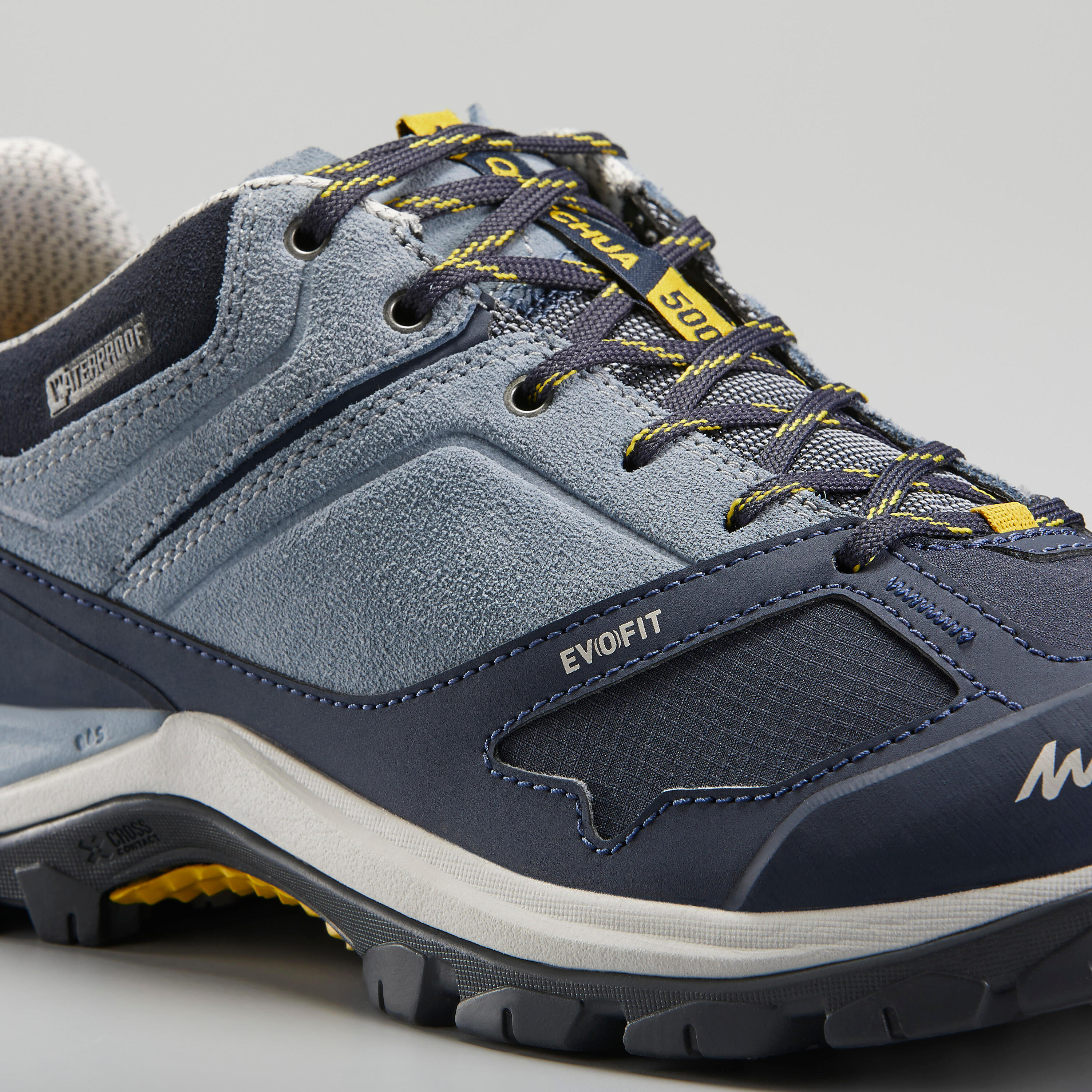 Women’s waterproof mountain walking shoes - MH500 - Blue/Yellow 6/6