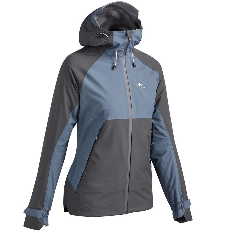 Women's waterpoof jacket - MH500 - Grey/Blue