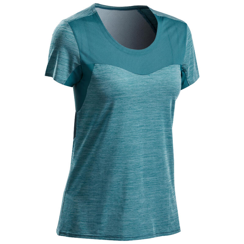 T-shirt manches courtes de randonnée rapide Femme FH500 Helium Bleu