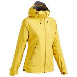 Veste de randonnée montagne imperméable femme, MH500 orange rouge