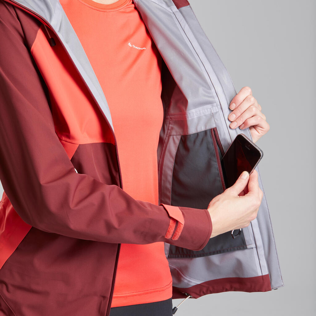 Women’s Waterproof Mountain Walking Jacket - MH500 - Raspberry