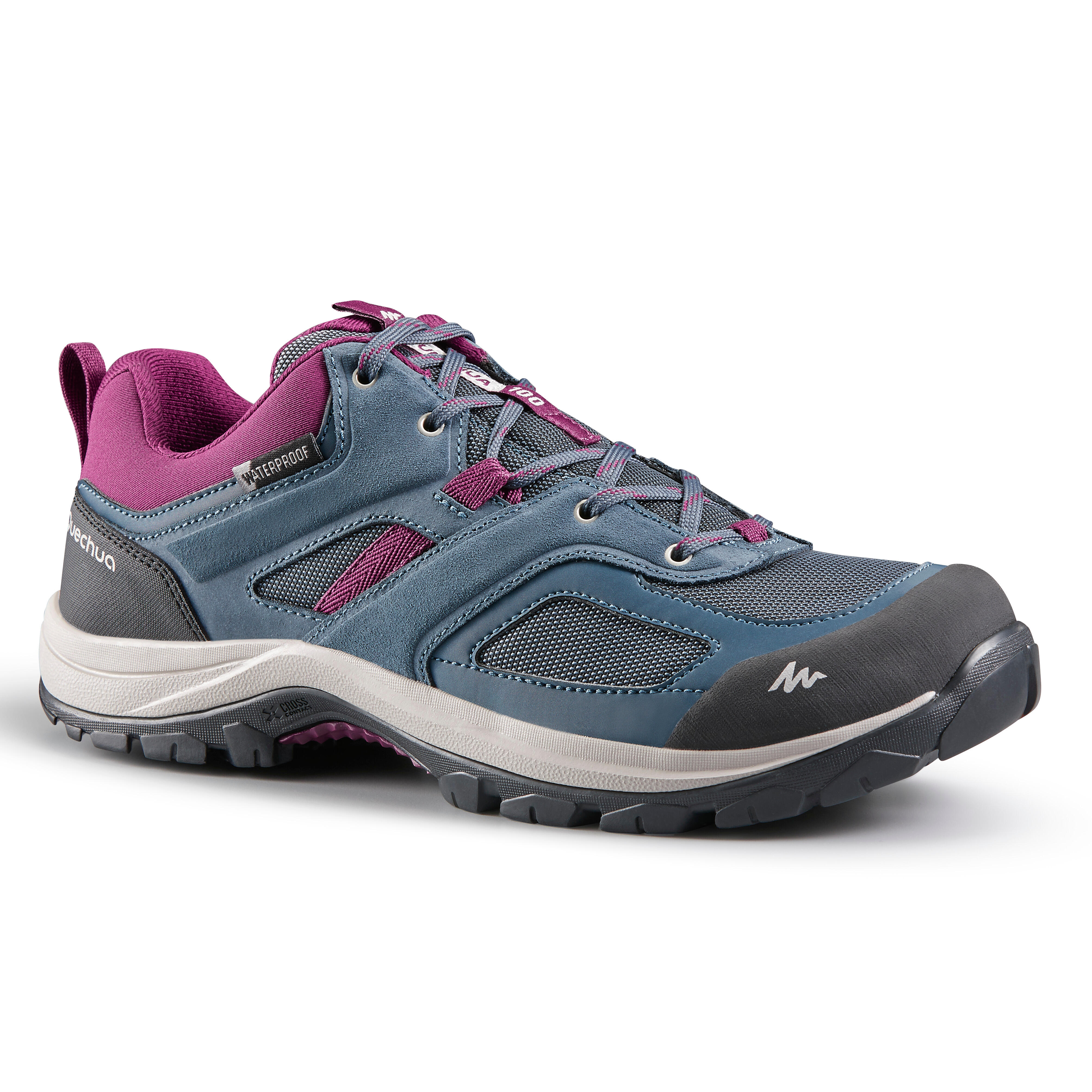 Zapatillas de montana y trekking impermeables Mujer Quechua MH100 azul Decathlon