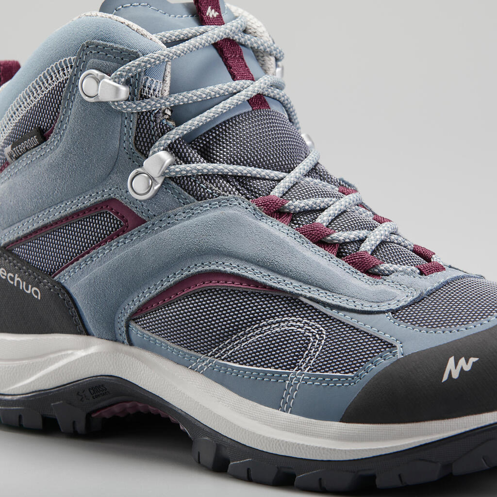 Chaussures imperméables de randonnée montagne - MH100 Mid Bleu/Violet- Femme