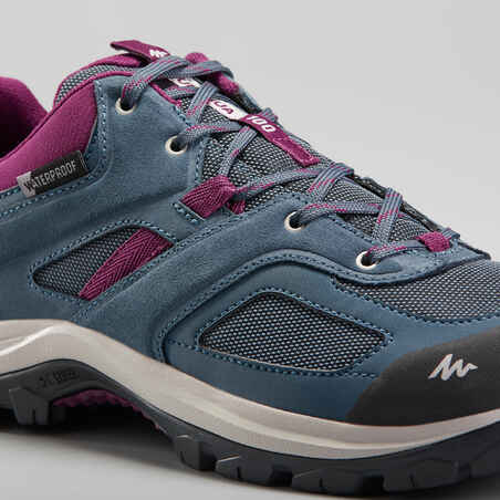 Women’s waterproof mountain walking boots MH100 – Blue/Plum