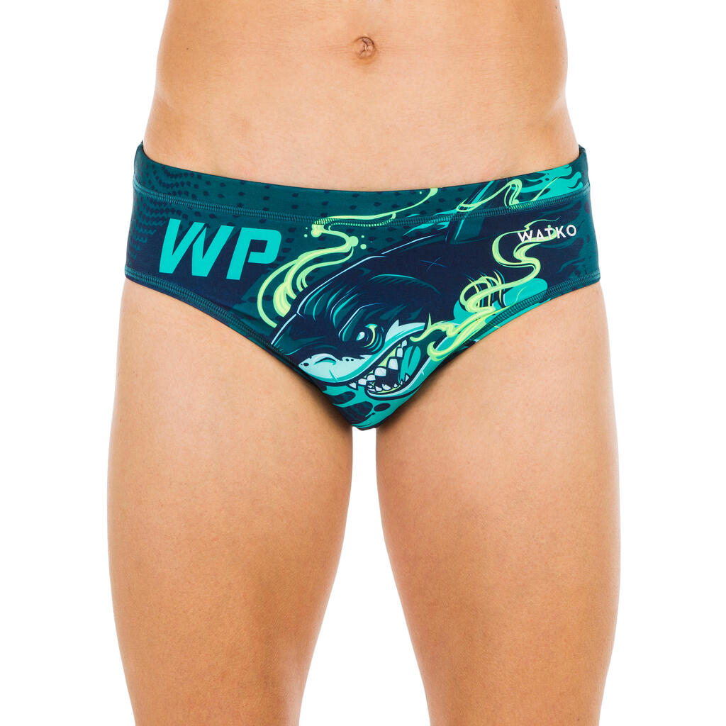 MEN'S WATER POLO SWIMMING BRIEFS - OCTOPUS BLUE